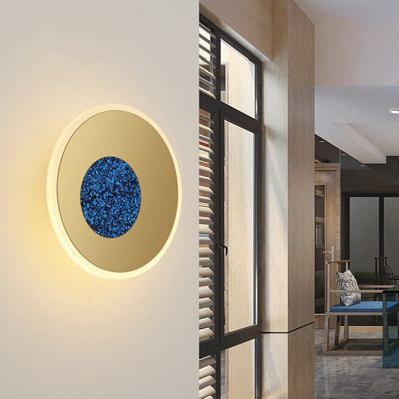 Luz de la plataforma azul redonda lámpara de pared LED acrílica posmoderna para corredor, diámetro de 8 "/11"
