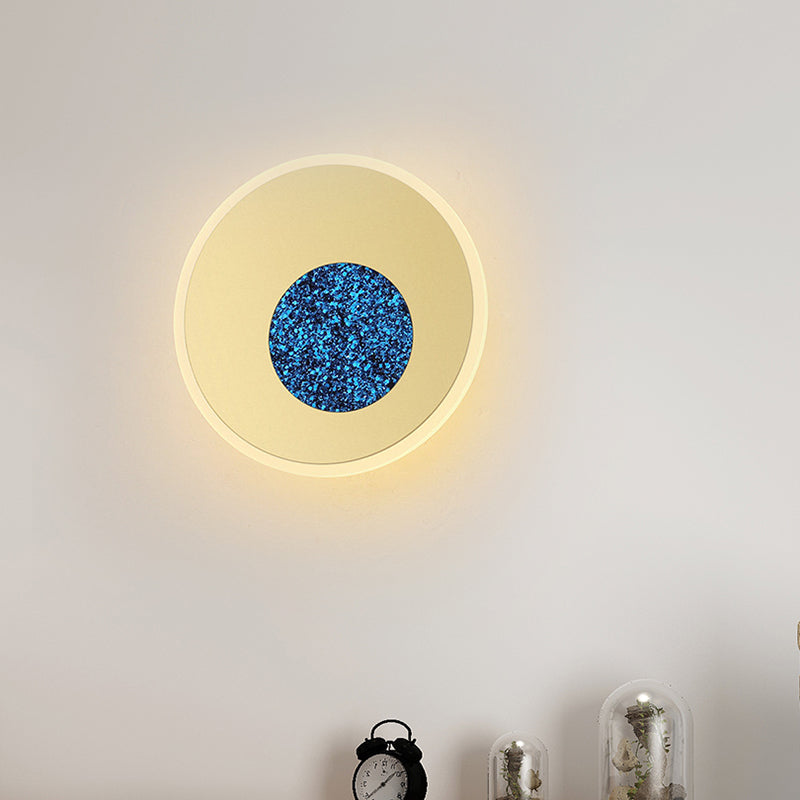 Luz de la plataforma azul redonda lámpara de pared LED acrílica posmoderna para corredor, diámetro de 8 "/11"