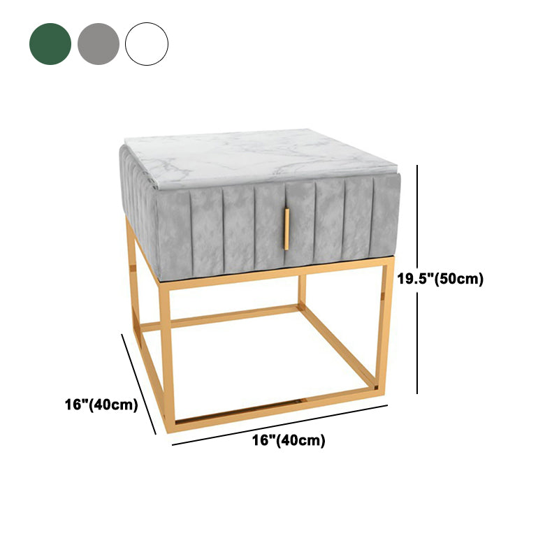 20'' Tall Metal Night Table Glam Marble Top 2-Drawer Bed Nightstand