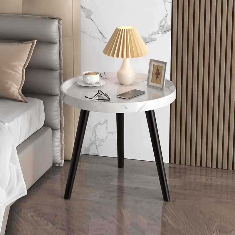 19'' Tall Modern Night Table Plates Round Open Storage Bed Nightstand with Legs