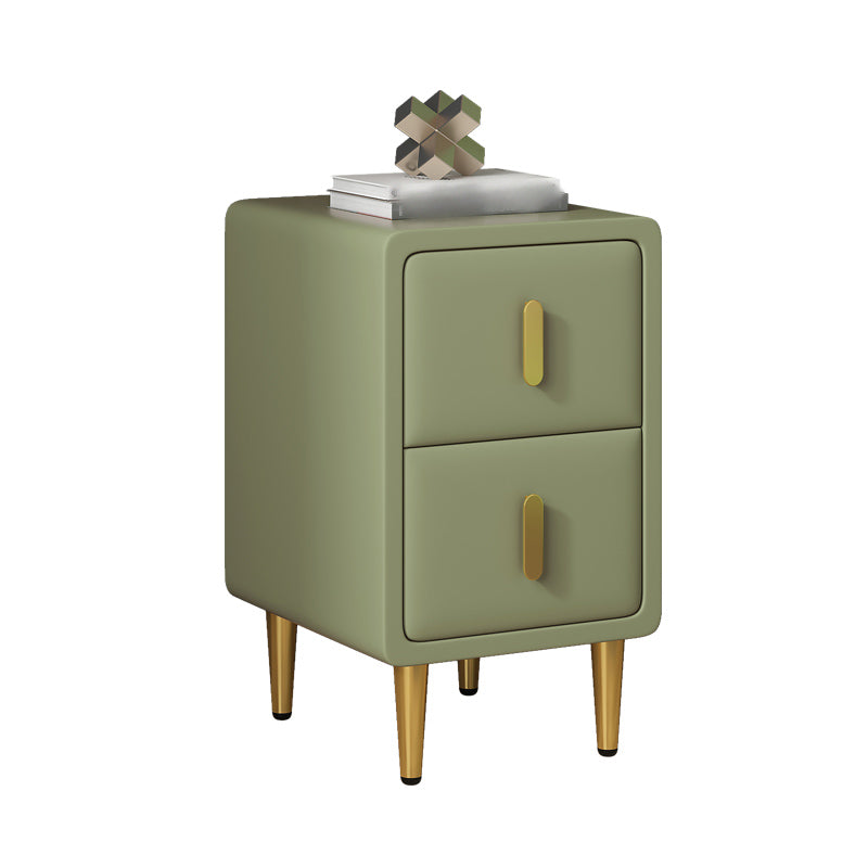 Modern 20'' Tall Bed Nightstand 2-Drawer Storage Faux Leather Legs Included Nightstand