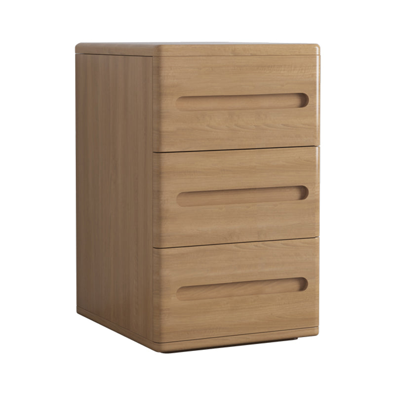 3-Drawer Solid Wood Nightstand Rubber Wood Modern Bedside Cabinet