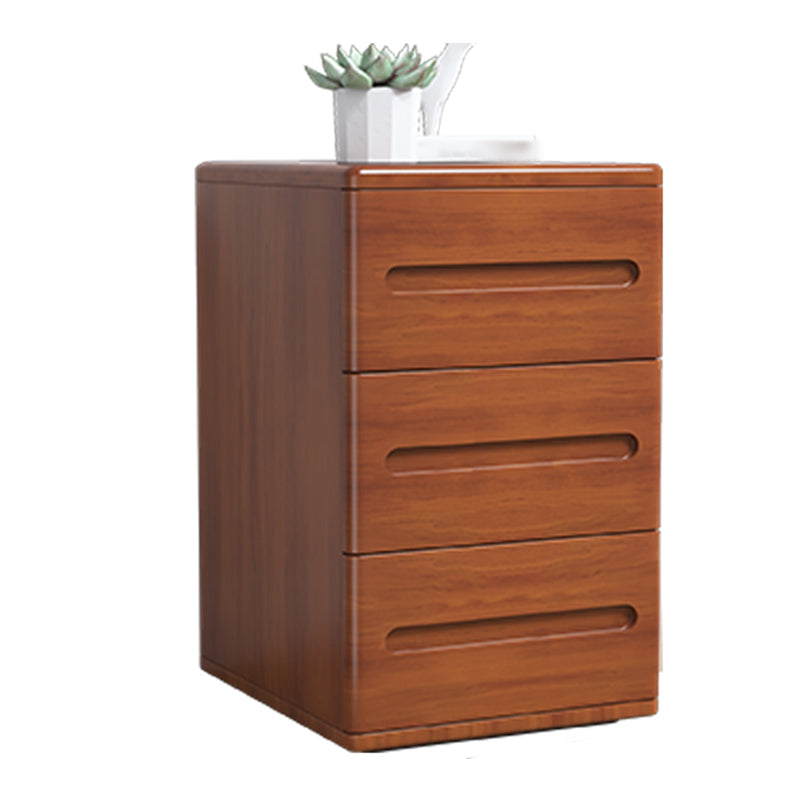 3-Drawer Solid Wood Nightstand Rubber Wood Modern Bedside Cabinet