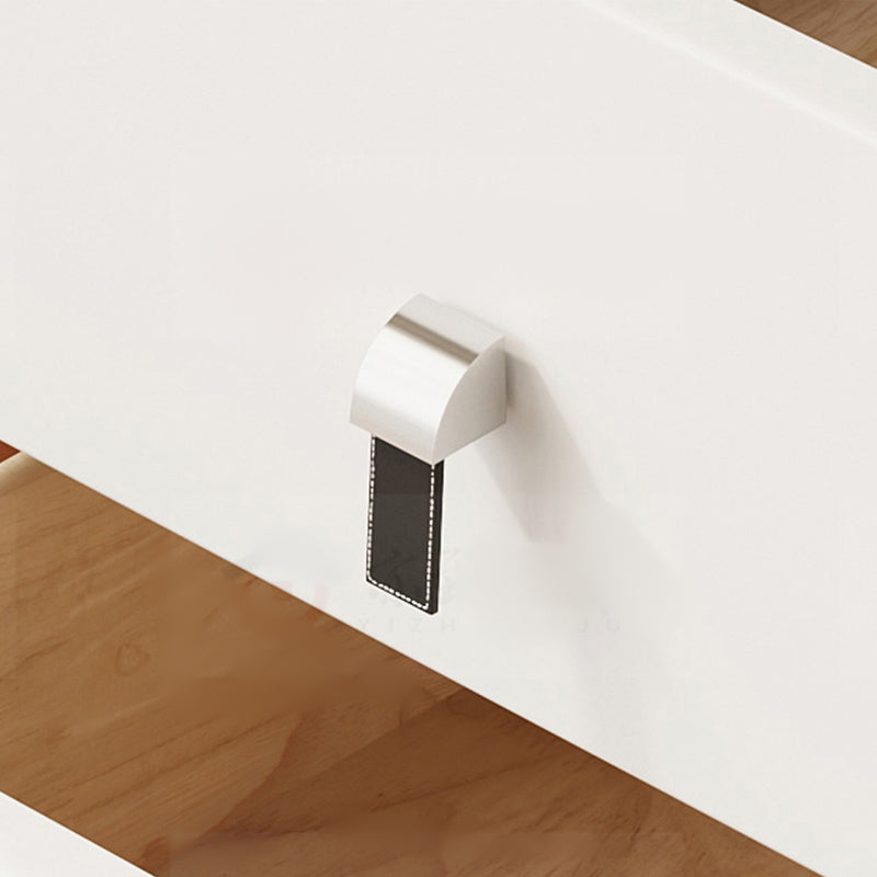 Modern Faux Leather Night Table 19'' Tall 2-Drawer Nightstand with Legs