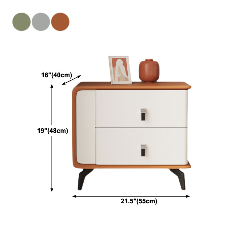 Modern Faux Leather Night Table 19'' Tall 2-Drawer Nightstand with Legs