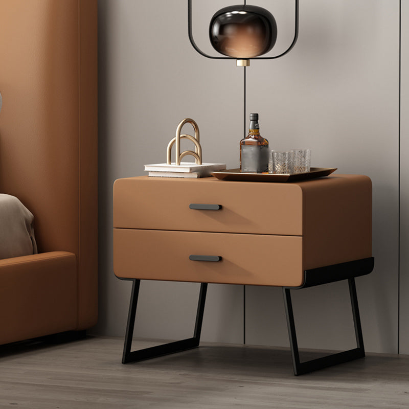 20'' Tall Drawer Storage Accent Table Nightstand Modern Faux Leather Nightstand