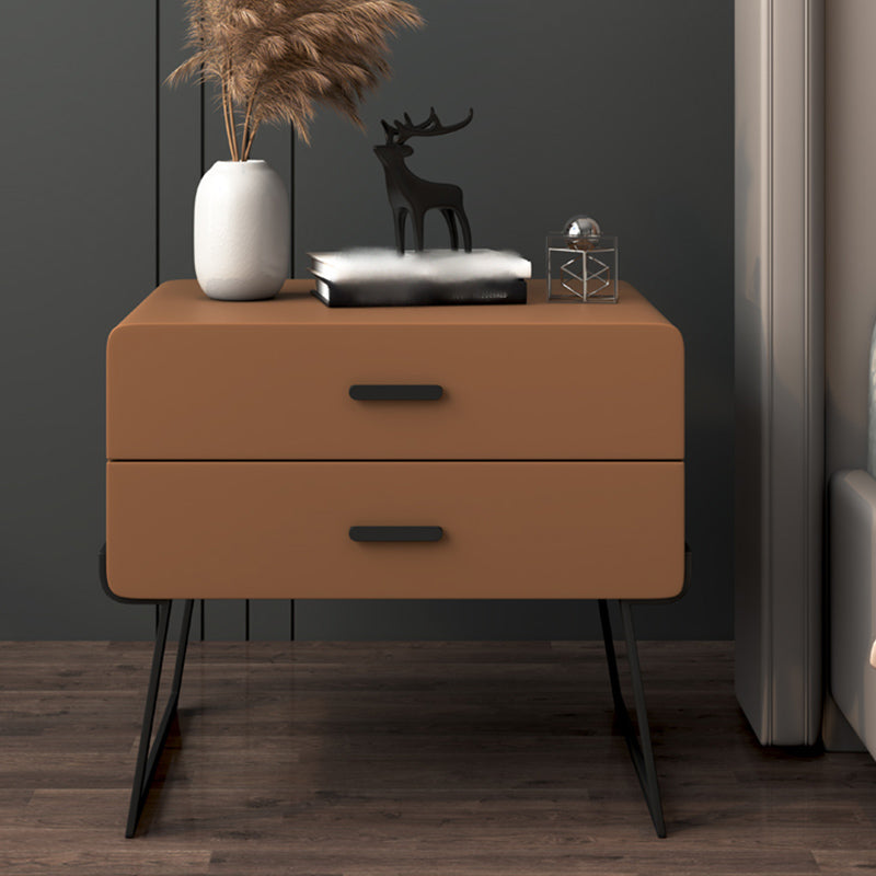 20'' Tall Drawer Storage Accent Table Nightstand Modern Faux Leather Nightstand