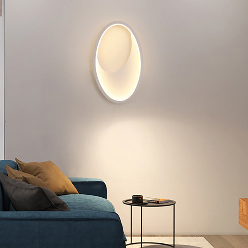 Ovale Mur Sconce Light moderne acrylique blanc / noir lampe murale à LED dans une lumière chaude / blanche pour la chambre