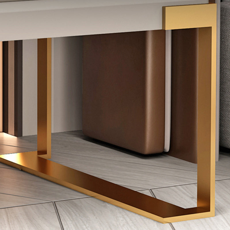 20'' Tall Glam Accent Table Nightstand Drawer Storage Faux Leather Nightstand with Legs