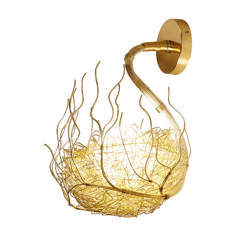 Globe Glass Wand Licht armatuur met gouden nestontwerp Postmodern 1 licht SCONCE LICHT, 8,5 "/10" breed