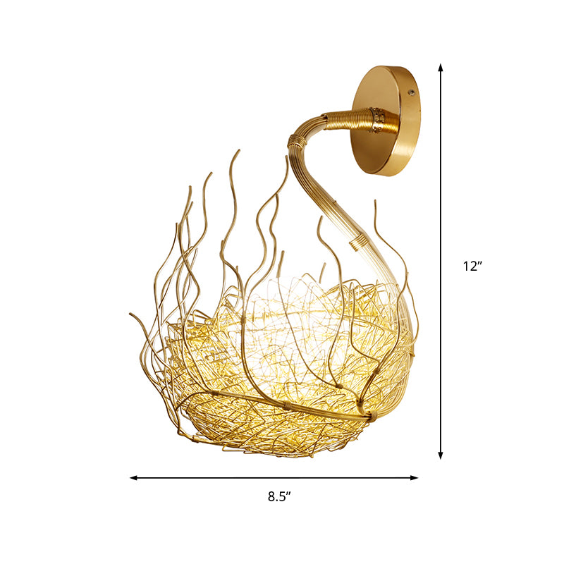 Globe Glass Wand Licht armatuur met gouden nestontwerp Postmodern 1 licht SCONCE LICHT, 8,5 "/10" breed