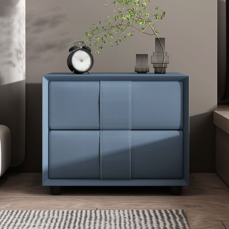 Drawer Storage Bed Nightstand 16'' Tall Faux Leather Modern Nightstand