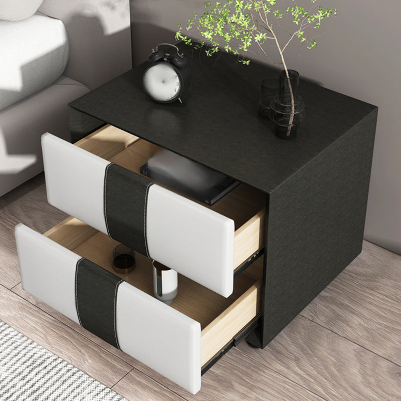Drawer Storage Bed Nightstand 16'' Tall Faux Leather Modern Nightstand