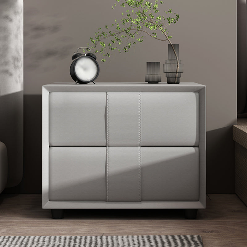 Drawer Storage Bed Nightstand 16'' Tall Faux Leather Modern Nightstand