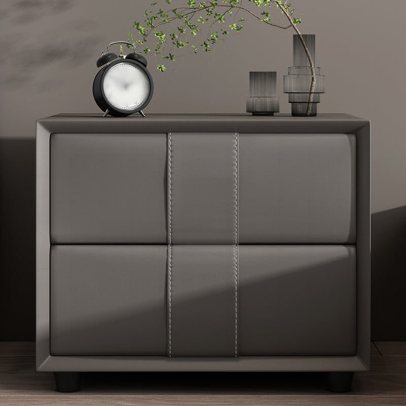 Drawer Storage Bed Nightstand 16'' Tall Faux Leather Modern Nightstand