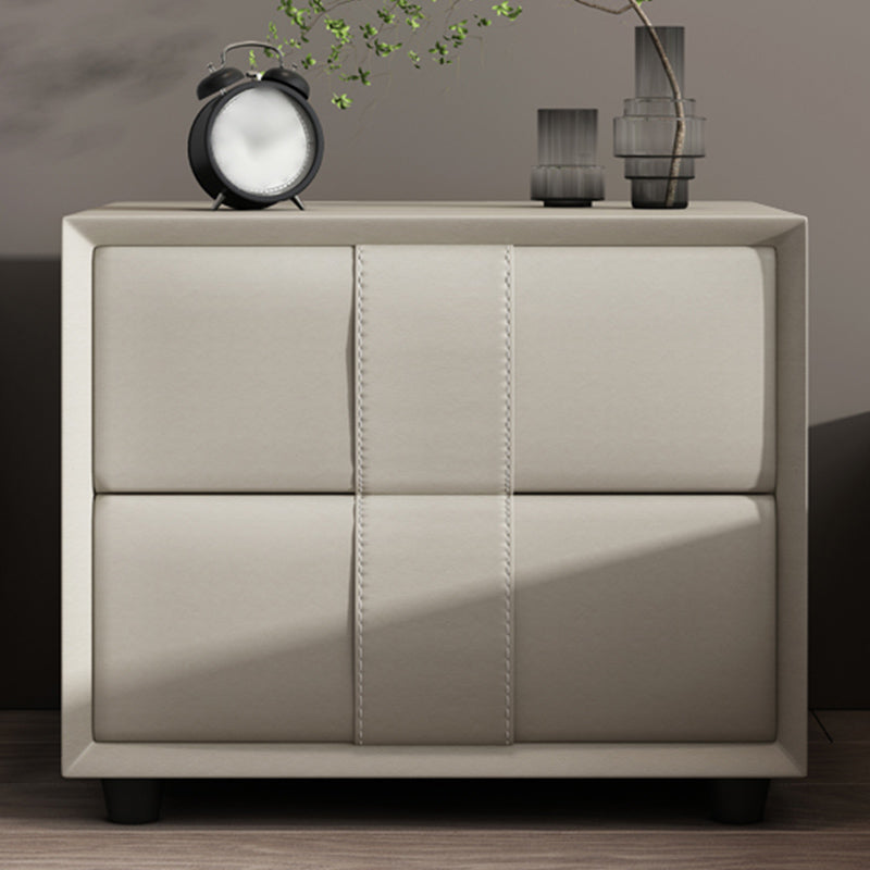 Drawer Storage Bed Nightstand 16'' Tall Faux Leather Modern Nightstand