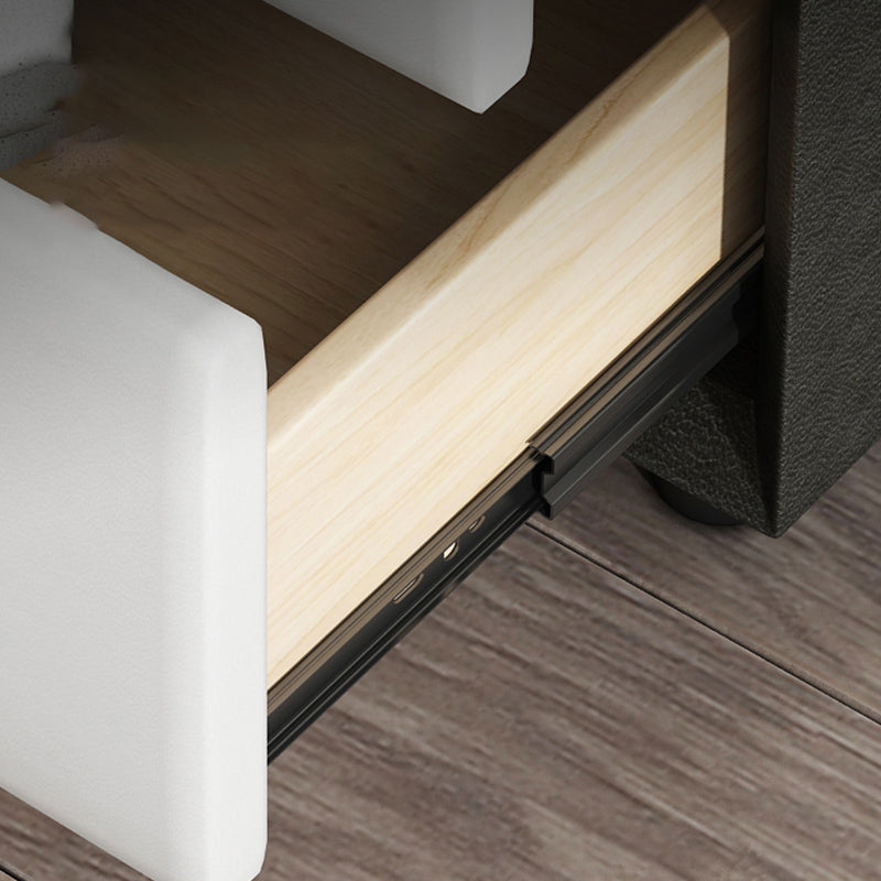 Drawer Storage Bed Nightstand 16'' Tall Faux Leather Modern Nightstand