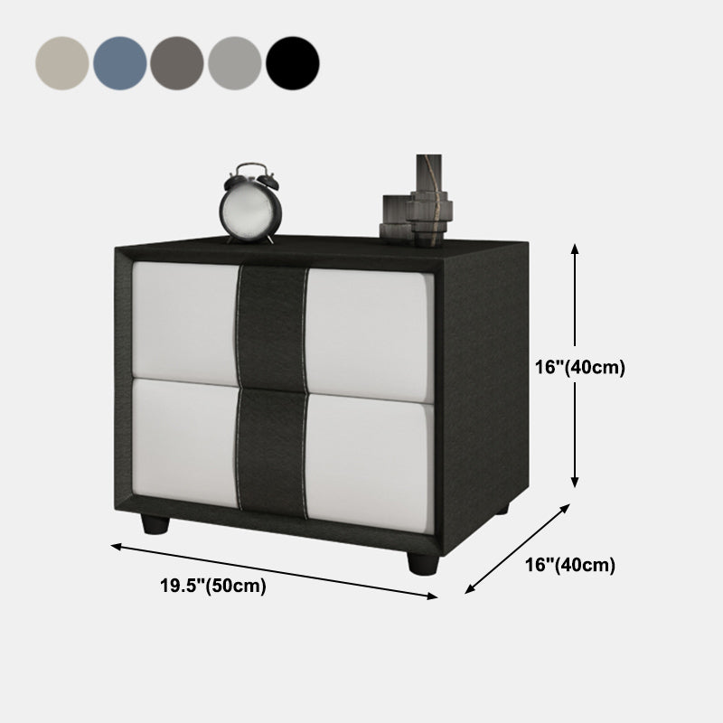 Drawer Storage Bed Nightstand 16'' Tall Faux Leather Modern Nightstand