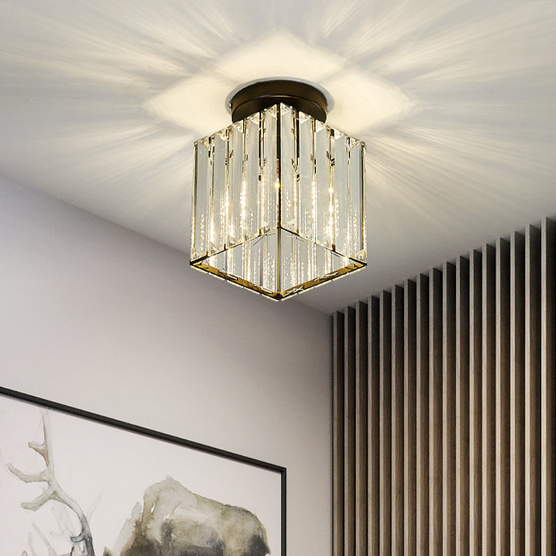 Éclairage encastré Cube noir moderne 1 ampoule en verre transparent luminaire encastré pour couloir