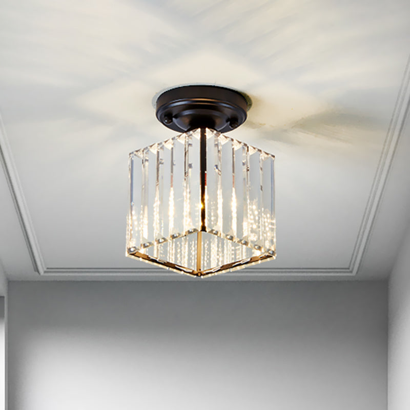 Éclairage encastré Cube noir moderne 1 ampoule en verre transparent luminaire encastré pour couloir