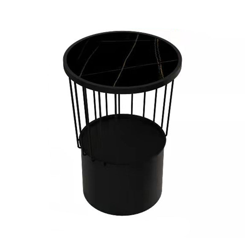 Open Storage Night Table Modern Metal Stone Top 22'' Tall Bed Nightstand