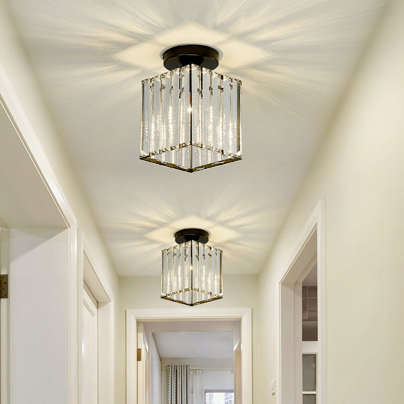 Éclairage encastré Cube noir moderne 1 ampoule en verre transparent luminaire encastré pour couloir