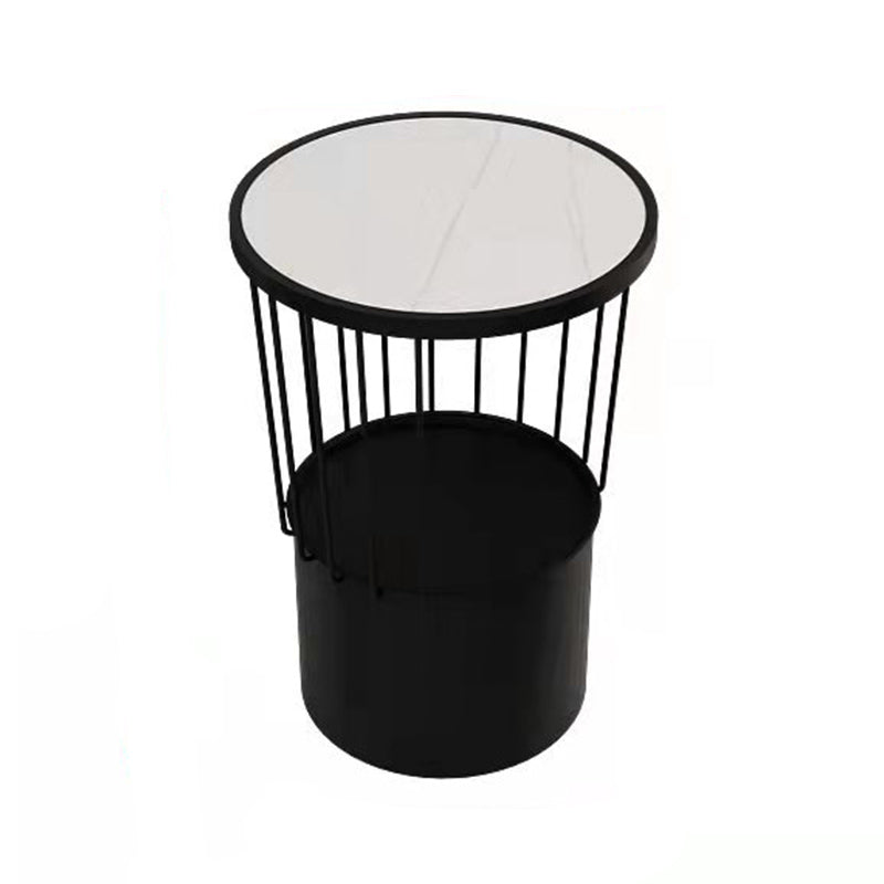 Open Storage Night Table Modern Metal Stone Top 22'' Tall Bed Nightstand