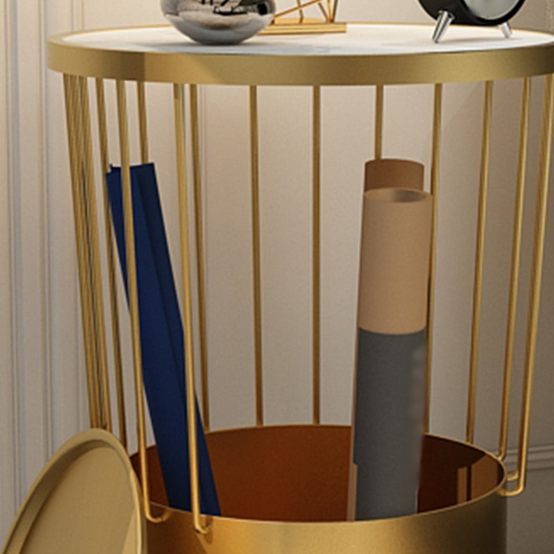 Open Storage Night Table Modern Metal Stone Top 22'' Tall Bed Nightstand