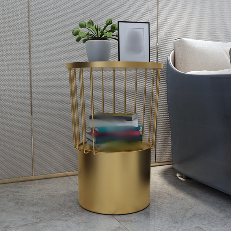 Open Storage Night Table Modern Metal Stone Top 22'' Tall Bed Nightstand