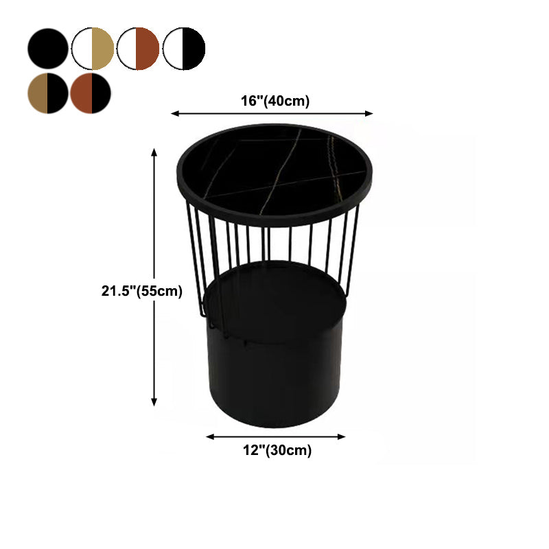 Open Storage Night Table Modern Metal Stone Top 22'' Tall Bed Nightstand