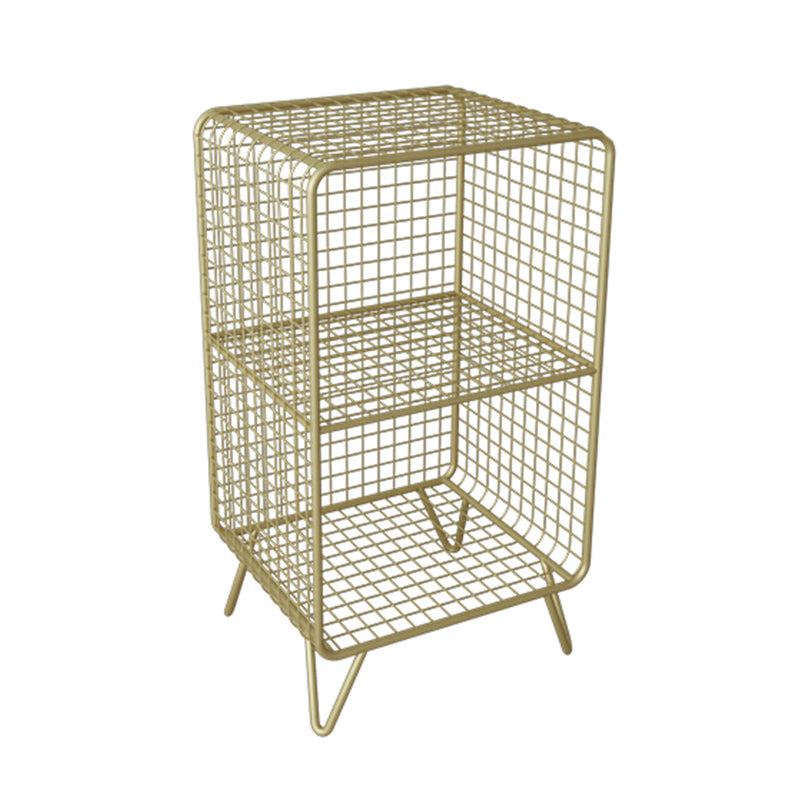 Metal Glam Accent Table Nightstand Open Storage Shelf Included Bed Nightstand with Legs