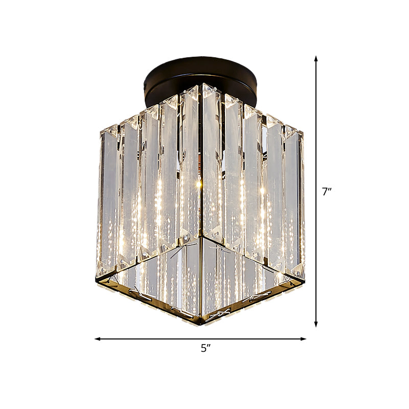 Éclairage encastré Cube noir moderne 1 ampoule en verre transparent luminaire encastré pour couloir