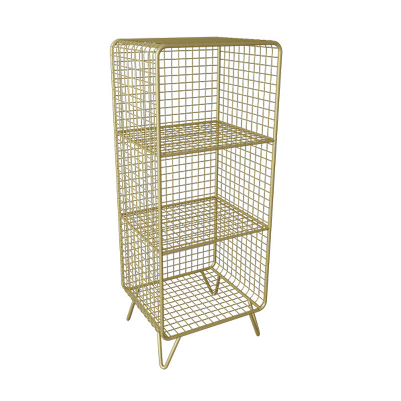 Metal Glam Accent Table Nightstand Open Storage Shelf Included Bed Nightstand with Legs