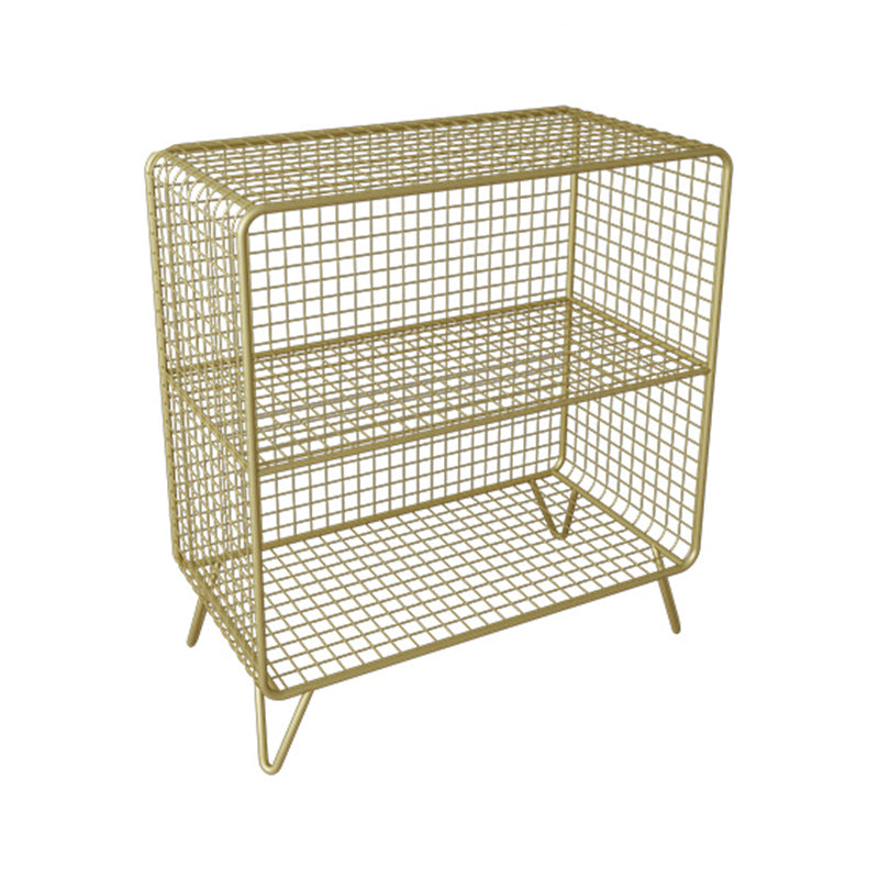 Metal Glam Accent Table Nightstand Open Storage Shelf Included Bed Nightstand with Legs