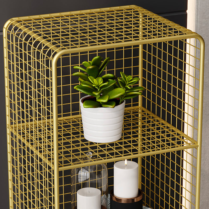 Metal Glam Accent Table Nightstand Open Storage Shelf Included Bed Nightstand with Legs