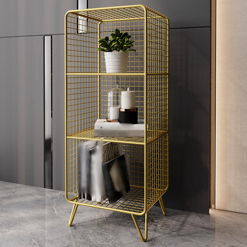 Metal Glam Accent Table Nightstand Open Storage Shelf Included Bed Nightstand with Legs