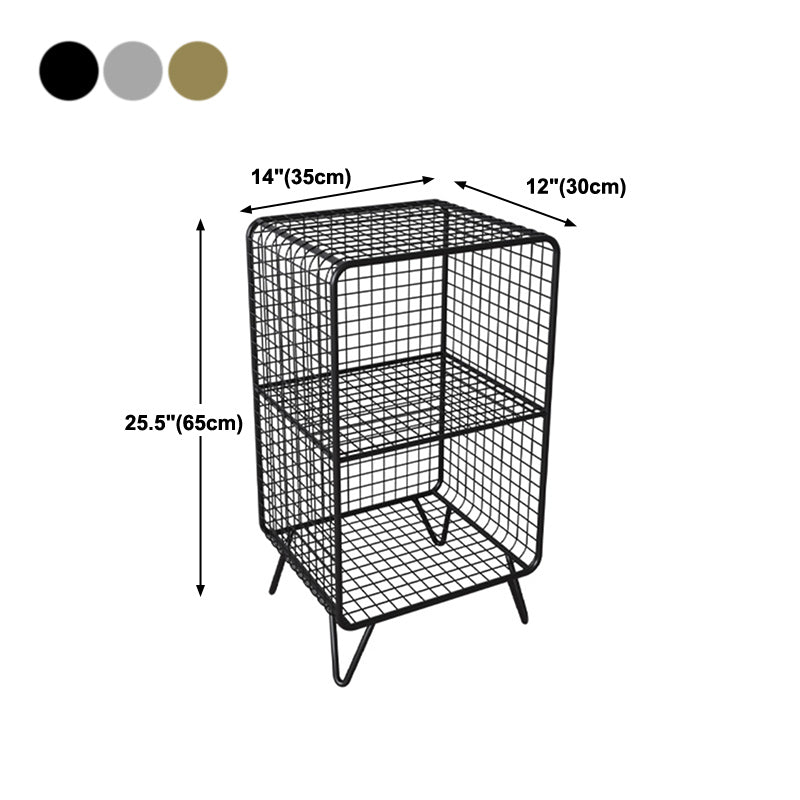 Metal Glam Accent Table Nightstand Open Storage Shelf Included Bed Nightstand with Legs