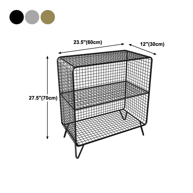 Metal Glam Accent Table Nightstand Open Storage Shelf Included Bed Nightstand with Legs