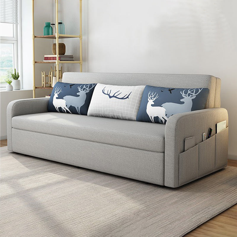 Linen Contemporary Square Arm Sofa Bed Foldable Convertible Sofa for Living Room