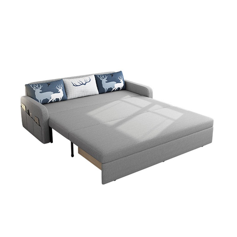 Linen Contemporary Square Arm Sofa Bed Foldable Convertible Sofa for Living Room