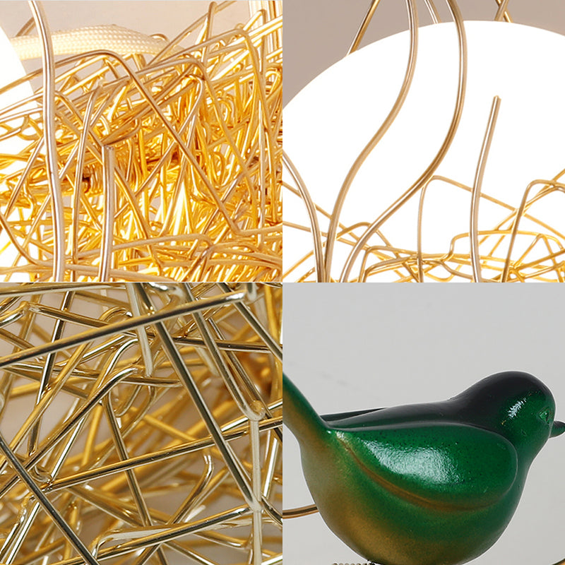 Opalglas Globus Wandleuchte Licht mit Vogelnest Design postmodern 1 helle Goldwandlampe, 14 "/15" breit