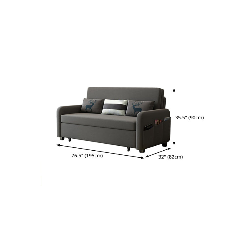 Contemporary Linen Square Arm Sofa Bed Washable Standard Sofa for Living Room