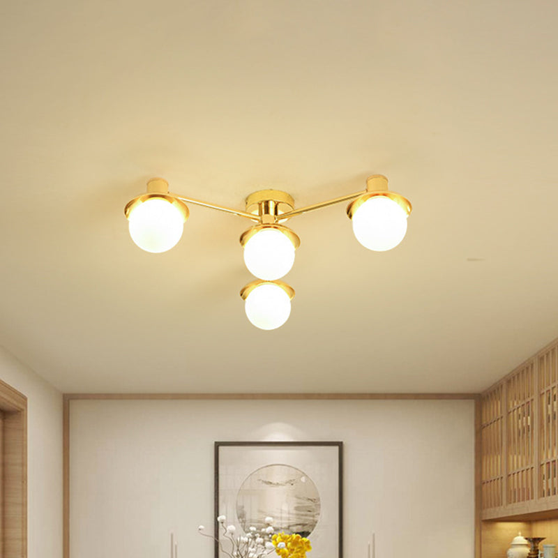Luz Modernadora de metal radial de 4 luces de acabado de latón de bronce para dormitorio