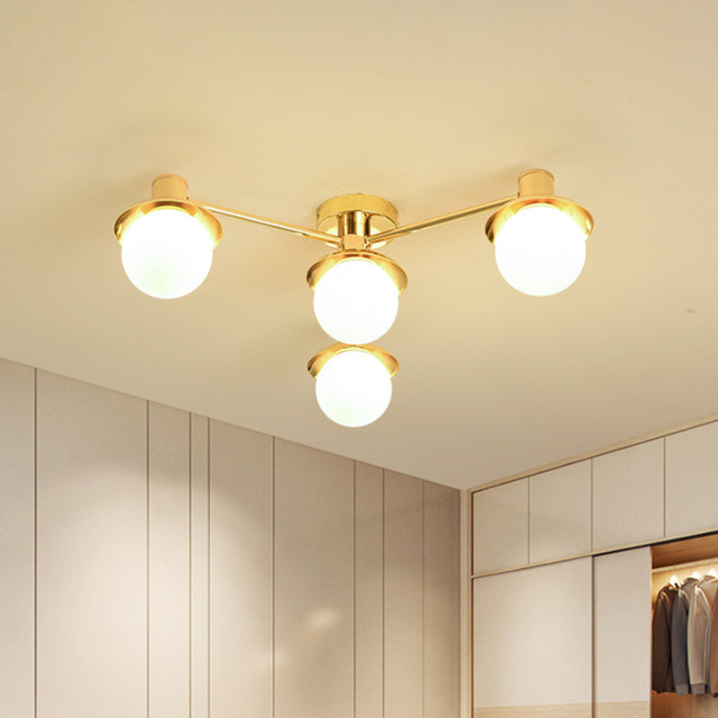 Luz Modernadora de metal radial de 4 luces de acabado de latón de bronce para dormitorio