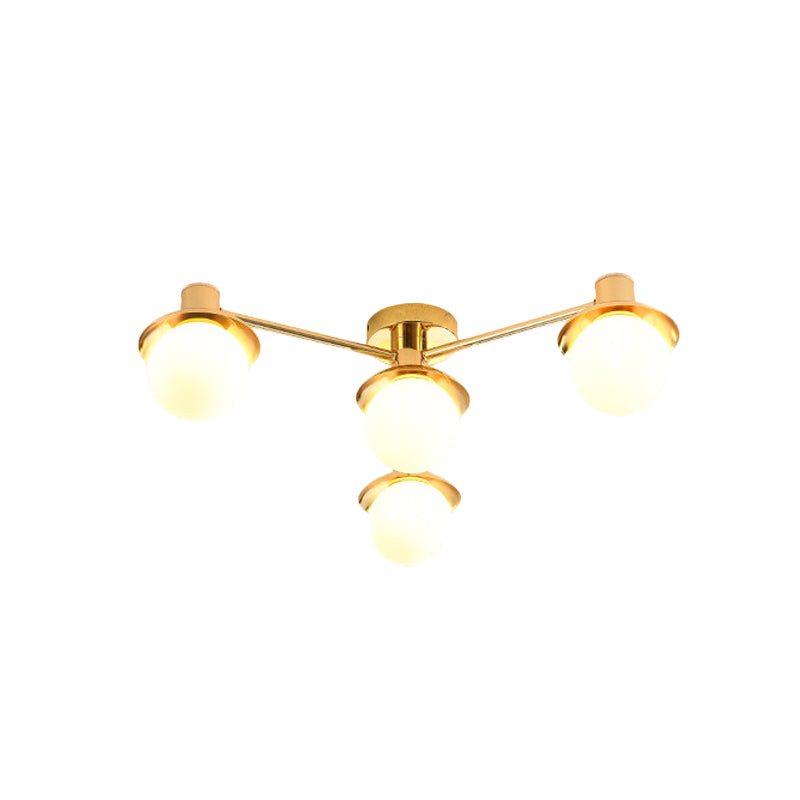 Luz Modernadora de metal radial de 4 luces de acabado de latón de bronce para dormitorio