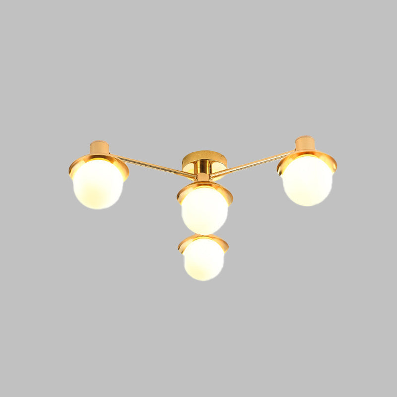 Luz Modernadora de metal radial de 4 luces de acabado de latón de bronce para dormitorio