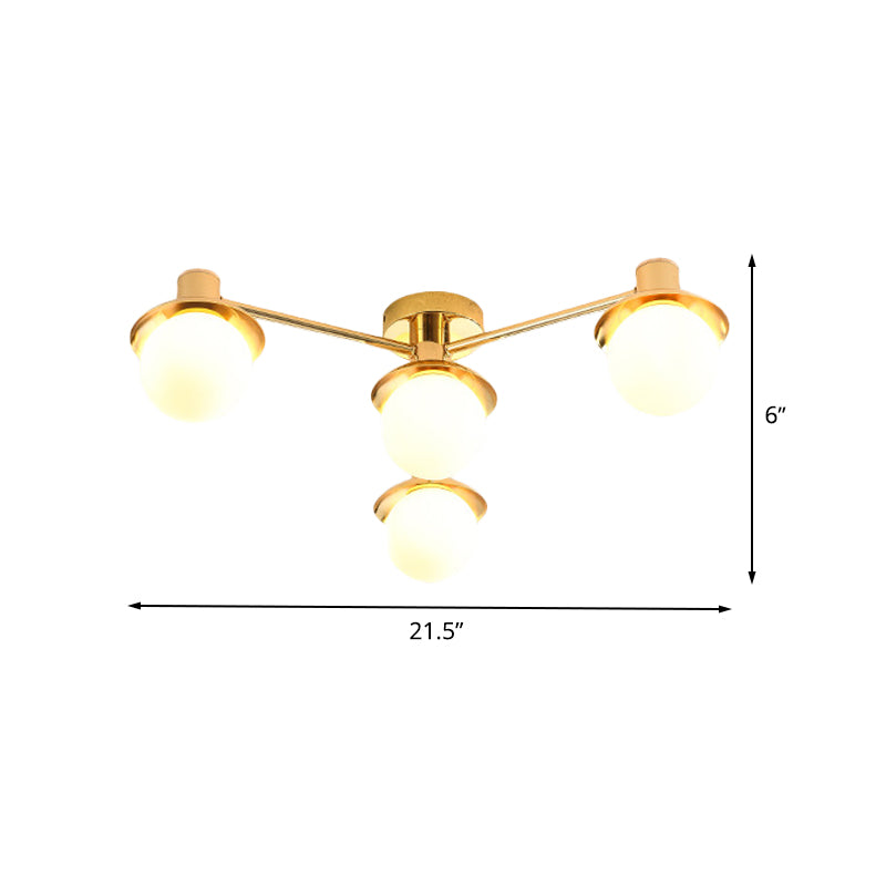 Luz Modernadora de metal radial de 4 luces de acabado de latón de bronce para dormitorio