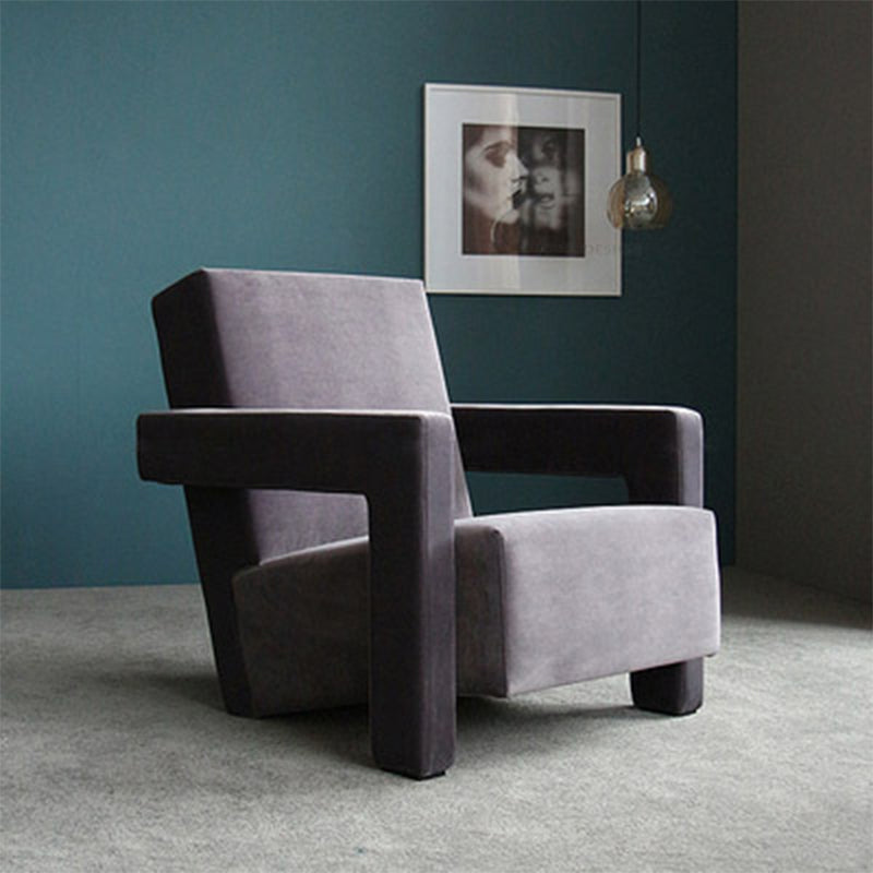 25.2"L x 33.4"W x 27.6"H Contemporary Square Arms Tight Back Chair for Living Room