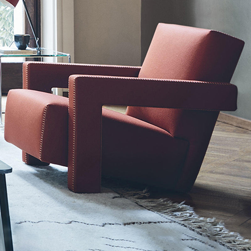 25.2"L x 33.4"W x 27.6"H Contemporary Square Arms Tight Back Chair for Living Room