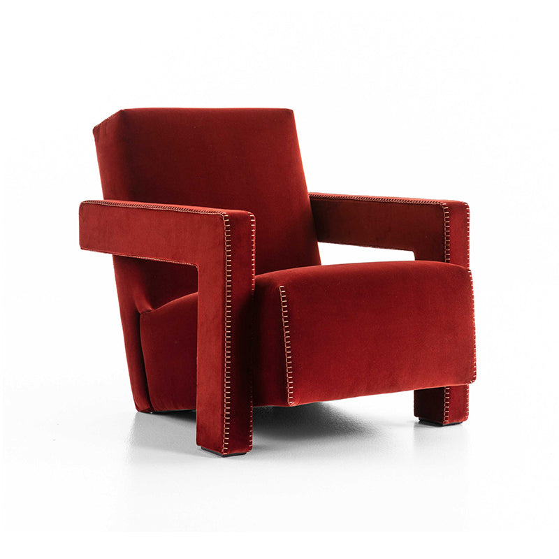 25.2"L x 33.4"W x 27.6"H Contemporary Square Arms Tight Back Chair for Living Room